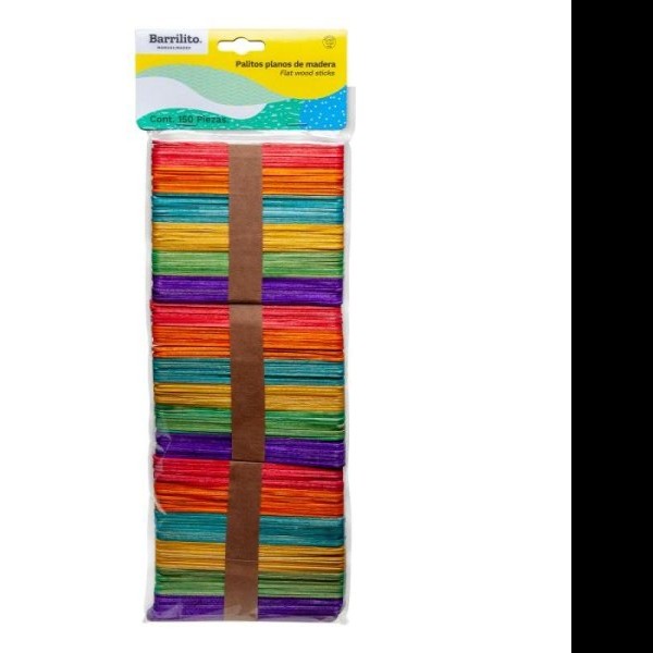 PALITOS PLANOS MAD. COL. 10X115MM BARR W001C BOL C150PZ24